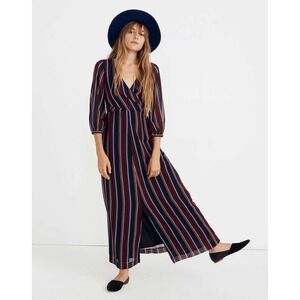 Madewell Wrap-Around Maxi Dress 4 Red Navy Stockdale Stripe Menswear Academia‎